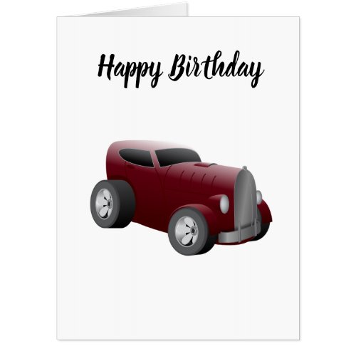cherry red old hot rod muscle car card
