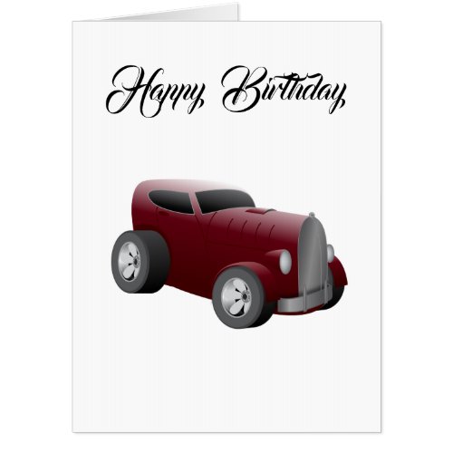 cherry red old hot rod muscle car card