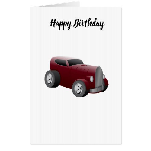 cherry red old hot rod muscle car card