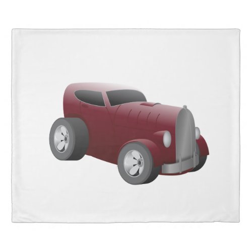 cherry red old hot rod muscle car duvet cover