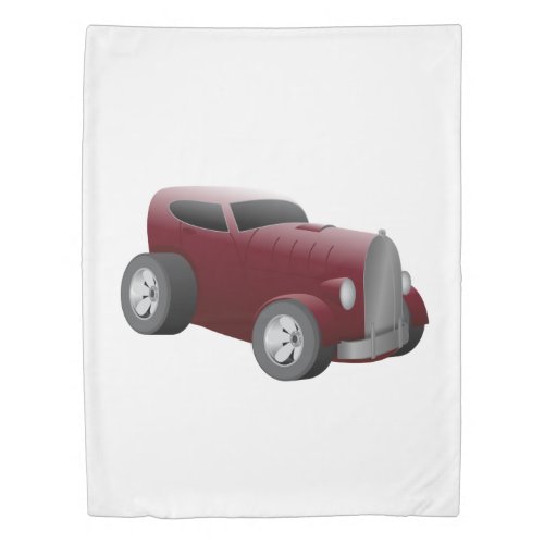 cherry red old hot rod muscle car duvet cover