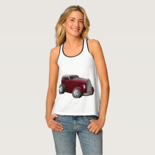 cherry red old hot rod muscle car tank top