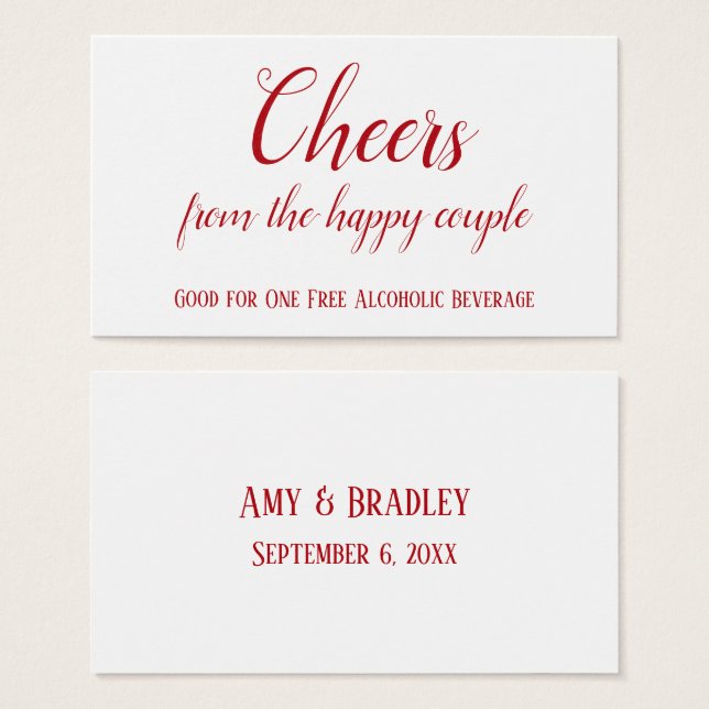 Cherry Red on White Editable Drink Tickets (Front & Back)
