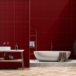 Cherry Red One Inch Wide Buffalo Plaid Wallpaper
