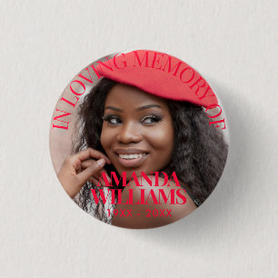 Cherry Red   Personalized Photo Memorial Button