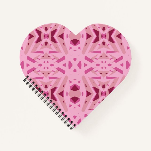 Cherry Red Pink Geometric Art Deco Valentine Gift Notebook (Front)