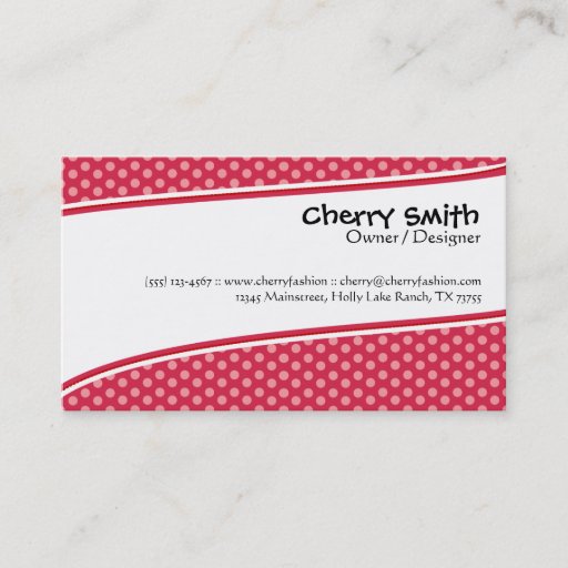 Customizable Cherry Red/Pink Modern Card Business Cards