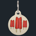 Cherry Red Popsicle Twin Pop Ice Lolly Lollies Pet ID Tag<br><div class="desc">Pet tag design features an original illustration of a red twin pop ice lolly cherry popsicles. Just personalize with the name of your dog or cat. Lots of coordinating pet products are also available from this shop! Don't see exactly what you're looking for? Contact Rebecca to have a product customized...</div>