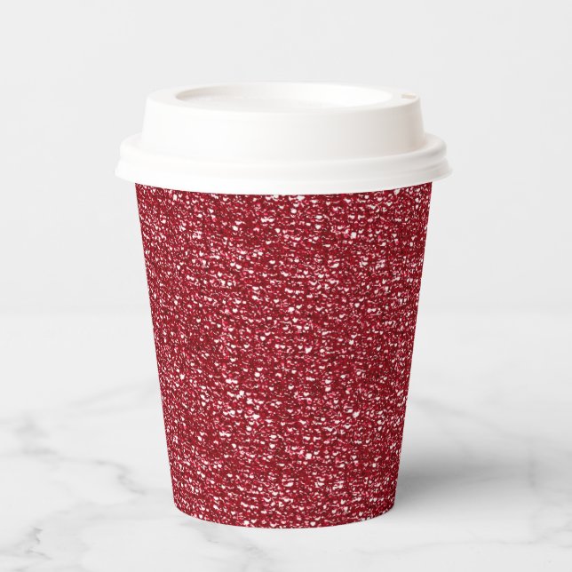 CHERRY RED SEQUINS-PAPER PARTY CUPS (Front)