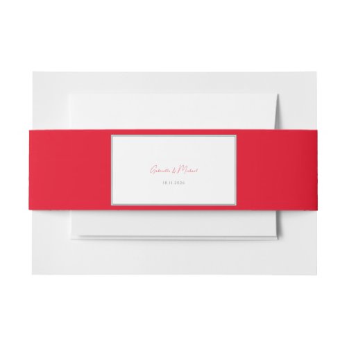 Cherry Red Simple Elegant Chic Wedding Invitation Belly Band