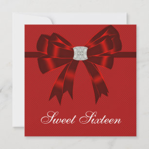 Cherry Red Sweet Sixteen Birthday Party Invitation