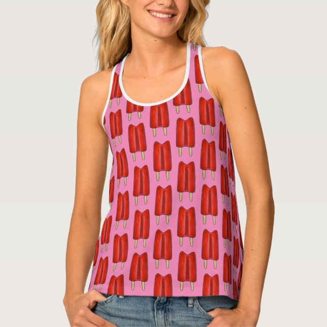 Cherry Red Twin Pop Popsicle Ice Lolly Lollies Tank Top (Front)
