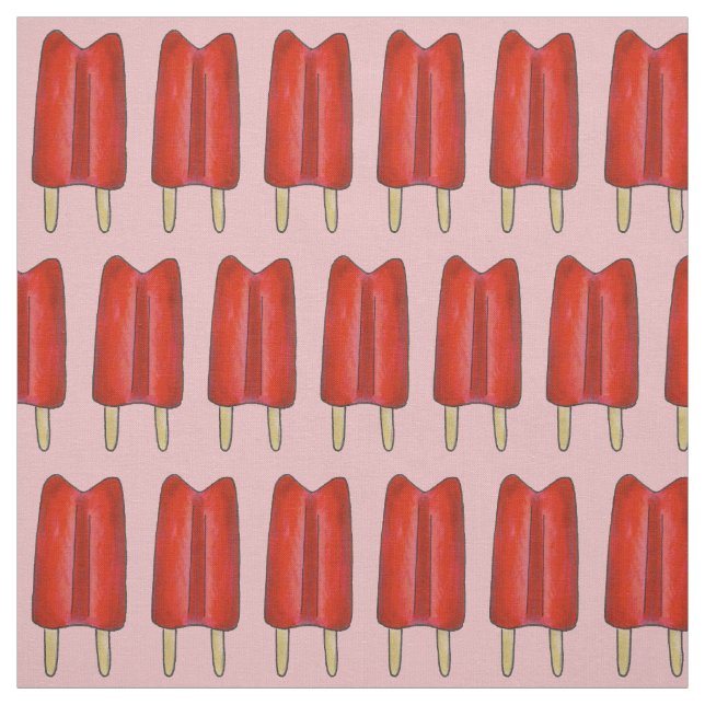 Cherry Red Twin Pop Popsicles Ice Lolly Lollies Fabric (Swatch)
