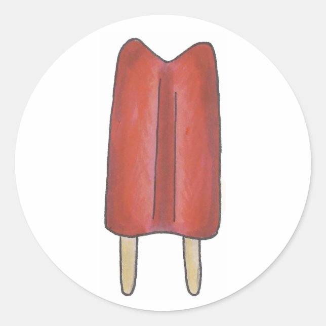 Cherry Red Twin Pop Popsicles Popsicle Ice Lolly Classic Round Sticker (Front)
