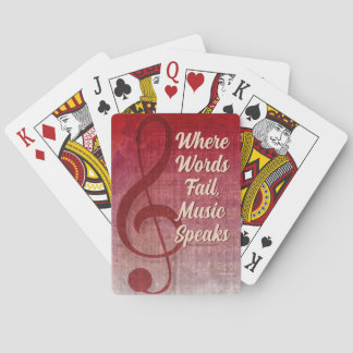 Cherry Red Urban Grunge Clef Symbol Music Theme Poker Cards