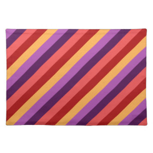 Cherry Red Violet Stripes Cloth Placemat