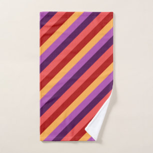 Cherry Red Violet Stripes Hand Towel