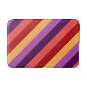 Cherry Red Violet Stripes Medium Bath Mat