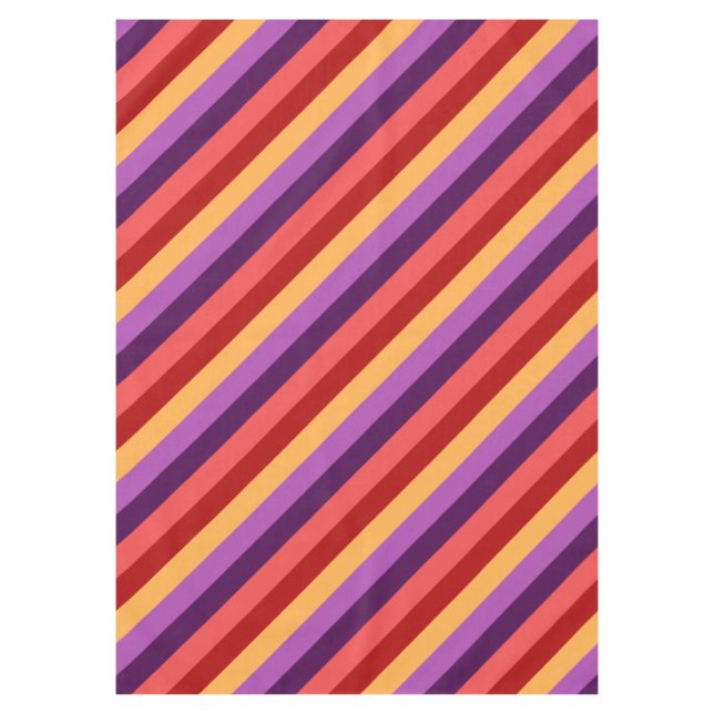 Cherry Red Violet Stripes Medium Tablecloth (Front)