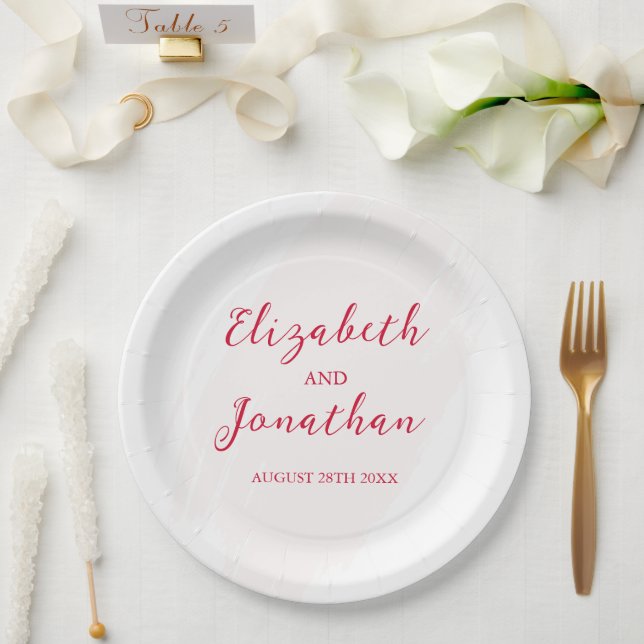 Cherry Red Wedding Paper Plates (Wedding)