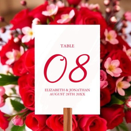 Cherry Red Wedding Table Number