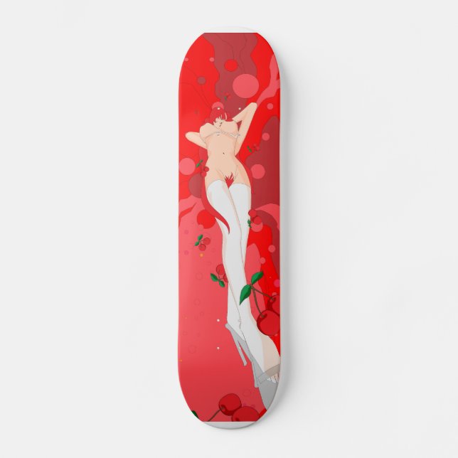 Cherry redhead skateboard deck (Front)