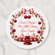 Cherry Ribbon Baby Shower Pink Satin Bow Cherries