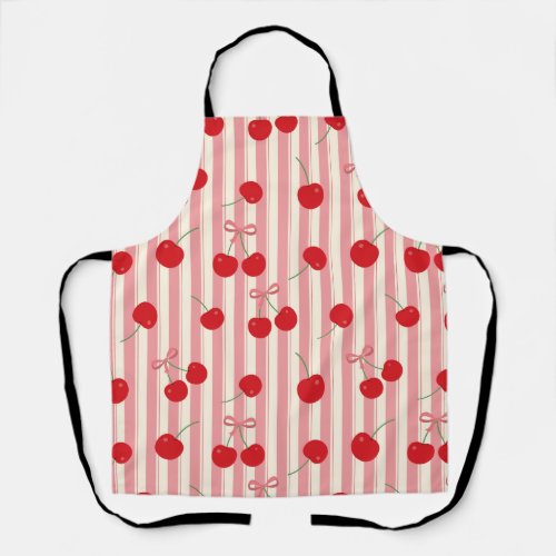 Cherry Ribbon Stripe Apron