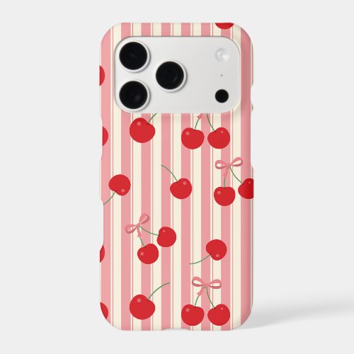 Cherry Ribbon Stripe iPhone 17 Pro Case