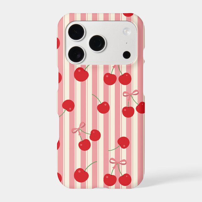 Cherry Ribbon Stripe iPhone Case (Back)