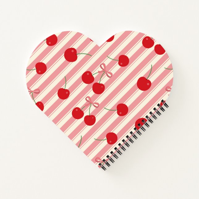 Cherry Ribbon Stripe Notebook (Back)