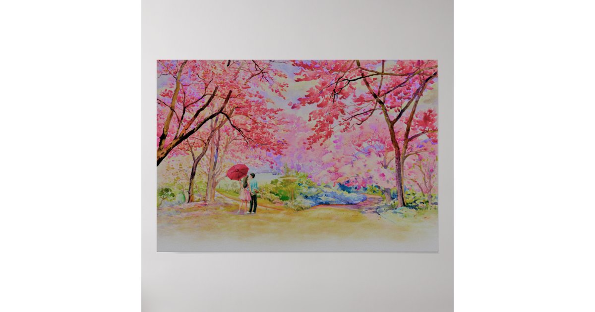 Cherry Roadside Painting Poster | Zazzle