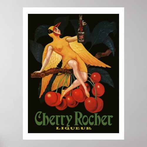 Cherry Rocher Liquor 1922 Vintage French Ads Poster