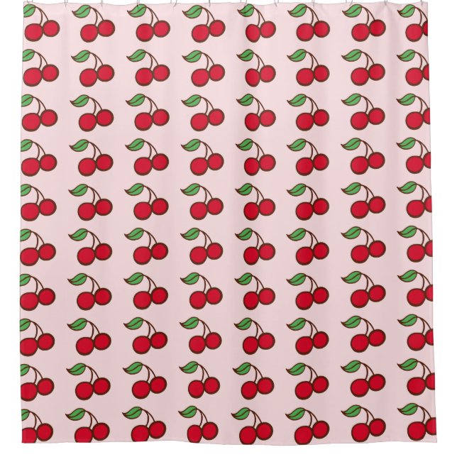 Cherry Rockabilly Bathroom Decor Shower Curtain (Front)