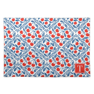 Cherry Rustic Farmhouse French Country Monogram Cloth Placemat