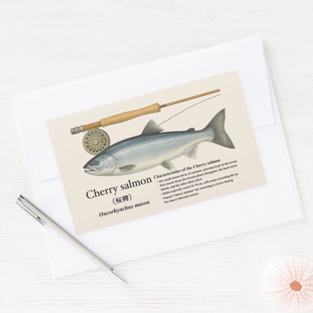Cherry Salmon (Oncorhynchus masou) – English Rectangular Sticker (Envelope)