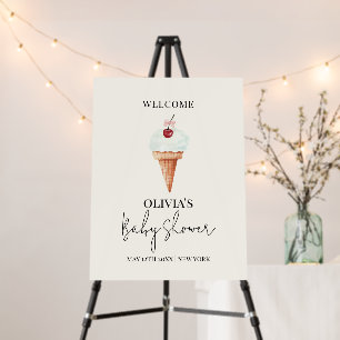 Cherry Scoop Ice Cream Baby Shower Welcome Sign