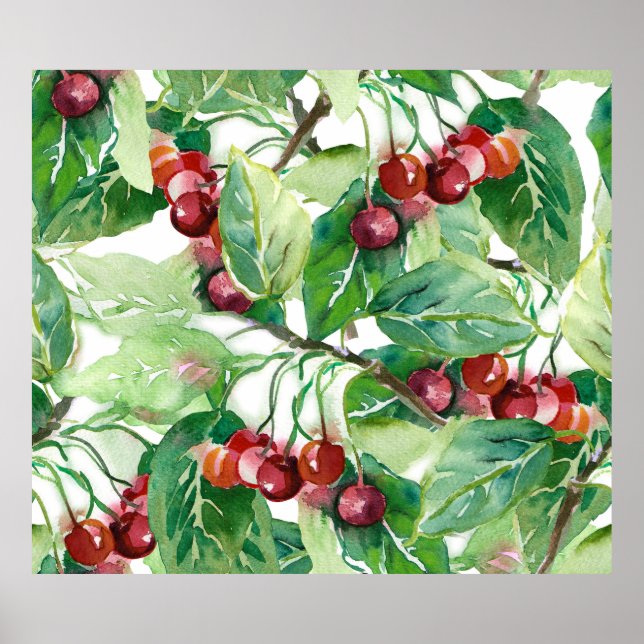 Cherry Seamless Pattern Poster (Front)