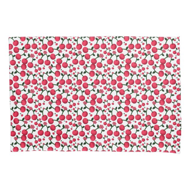 Cherry Seamless Pattern, Red Fruit Pattern, Cute C Pillow Case (Front)
