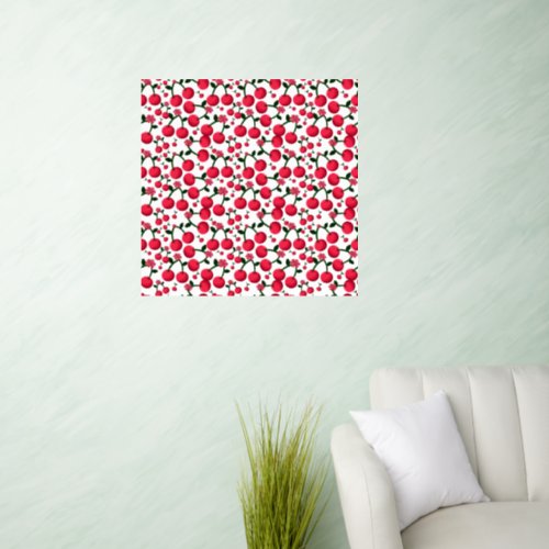 Cherry Seamless Pattern, Red Fruit Pattern,  Wall Decal