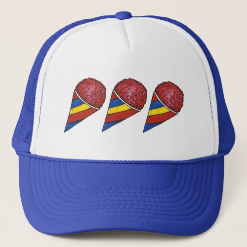 Cherry Shaved Ice Sno Cone Snocone Summer Snoball Trucker Hat