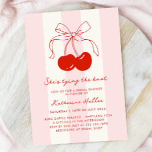 Cherry She's Tying the Knot Bridal Shower Invitation