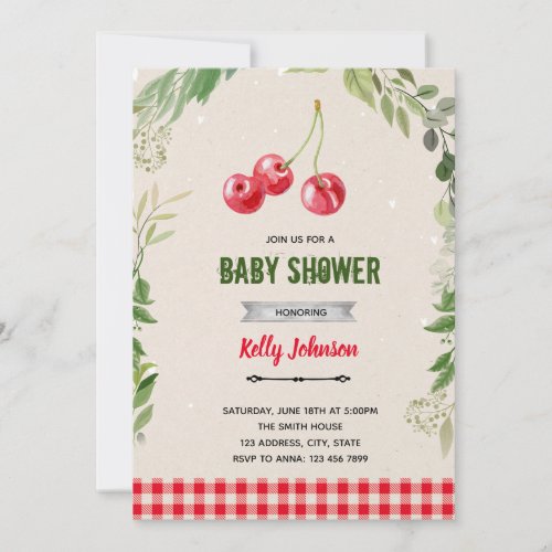 Cherry shower birthday invitation