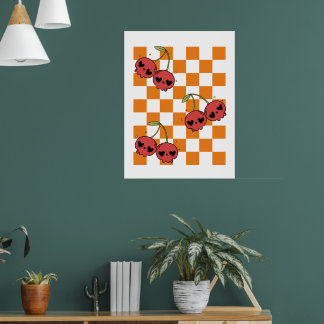 Cherry Skull Checkerboard – Punk Wall Art