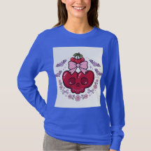 Cherry Skull Halloween Long Sleeve Blue Kawaii