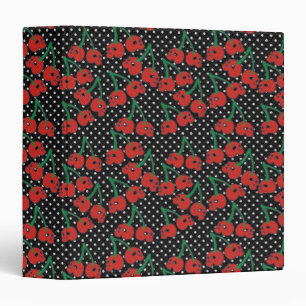 Cherry Skulls Red on Black 3 Ring Binder