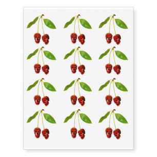 Cherry Skulls Temporary Tattoos
