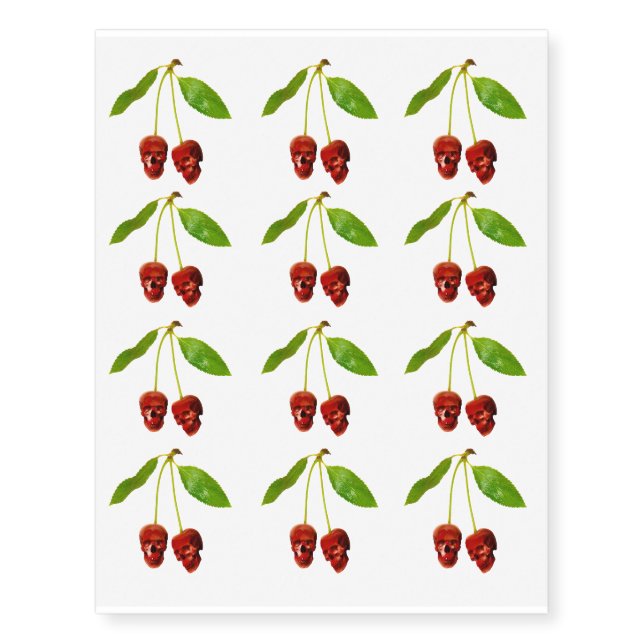 Cherry Skulls Temporary Tattoos (Front)