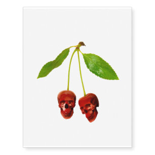 Cherry Skulls Temporary Tattoos
