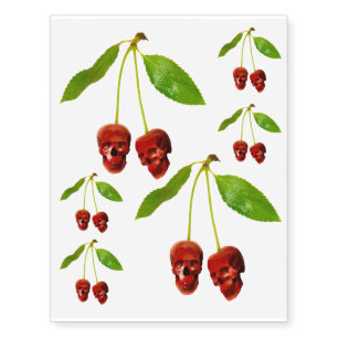 Cherry Skulls Temporary Tattoos